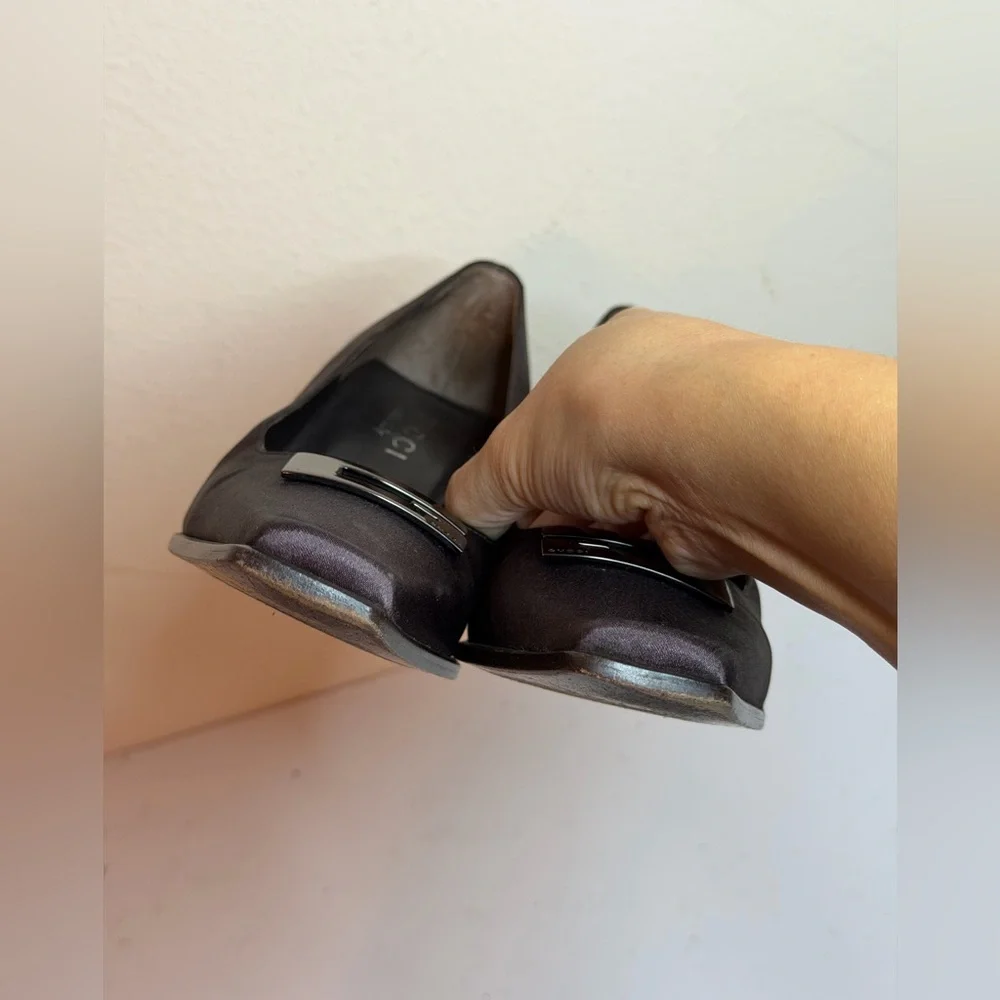 Gucci Satin Block Heel Loafer Pumps Size 35.5